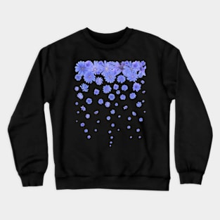 Blue Chicory Flowers Rain Crewneck Sweatshirt